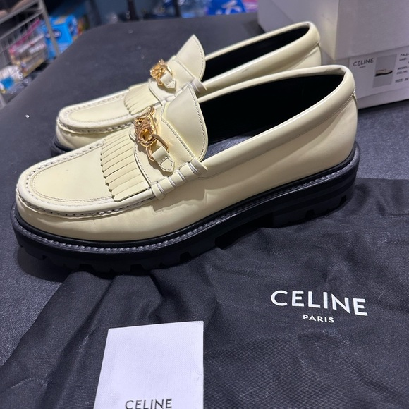 Celine Margaret Cream Chunky Triomphe Platform Loafers - Size 39 New with Box - Picture 9 of 14